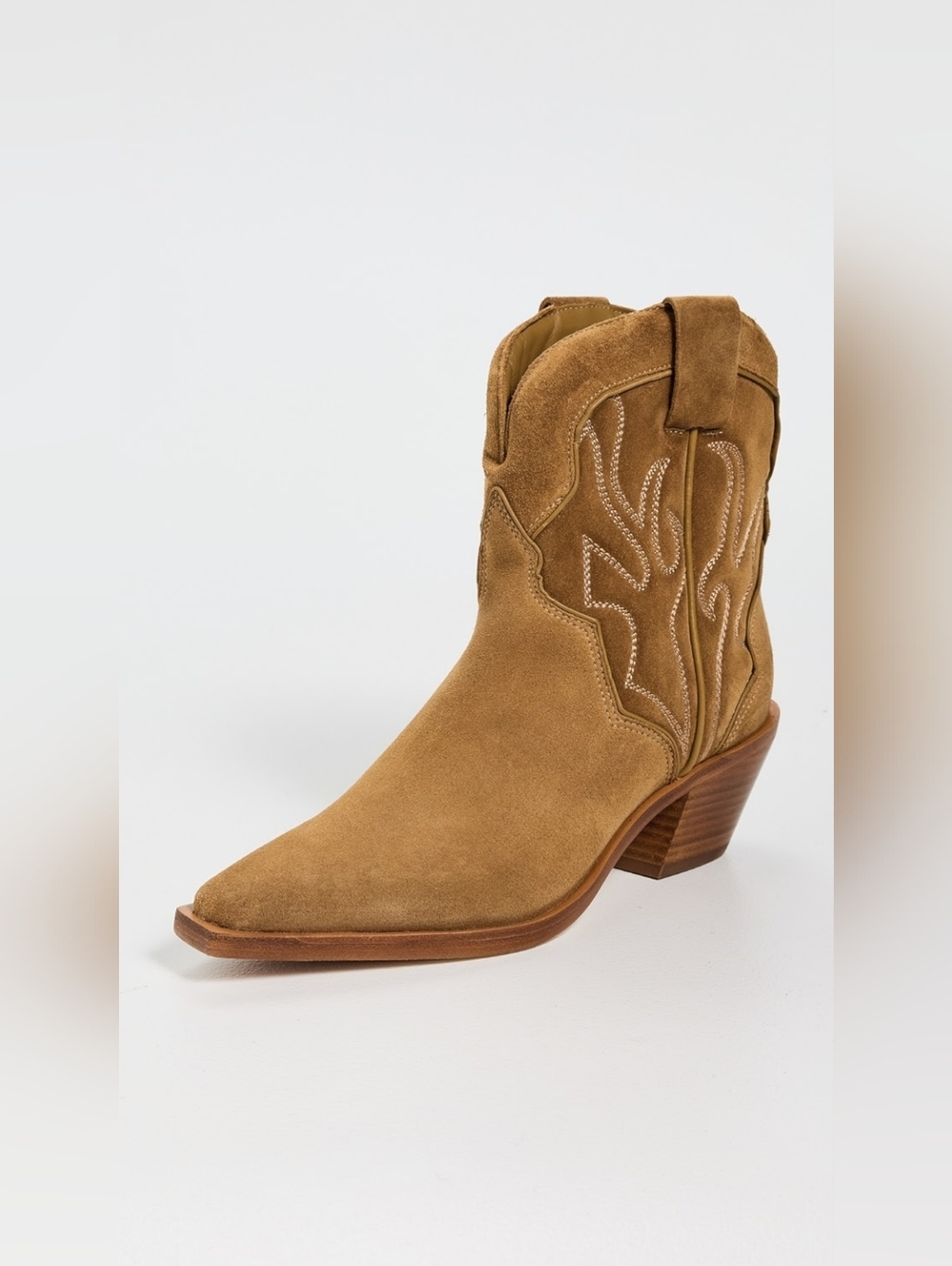 Reformation Otto Mini Western Tan Suede Western Ankle Booties Boots Size 9 - Picture 3 of 12